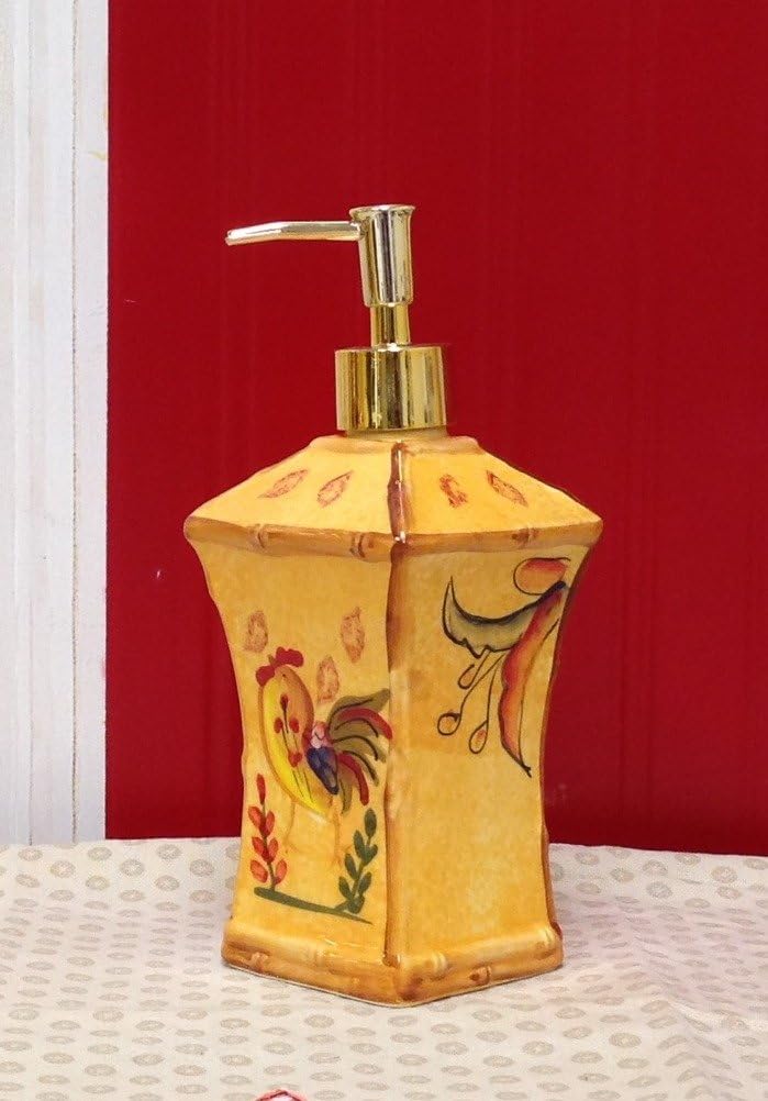 Bamboo Rooster Sunflower Soap Dispenser Lotion Jar, 83988