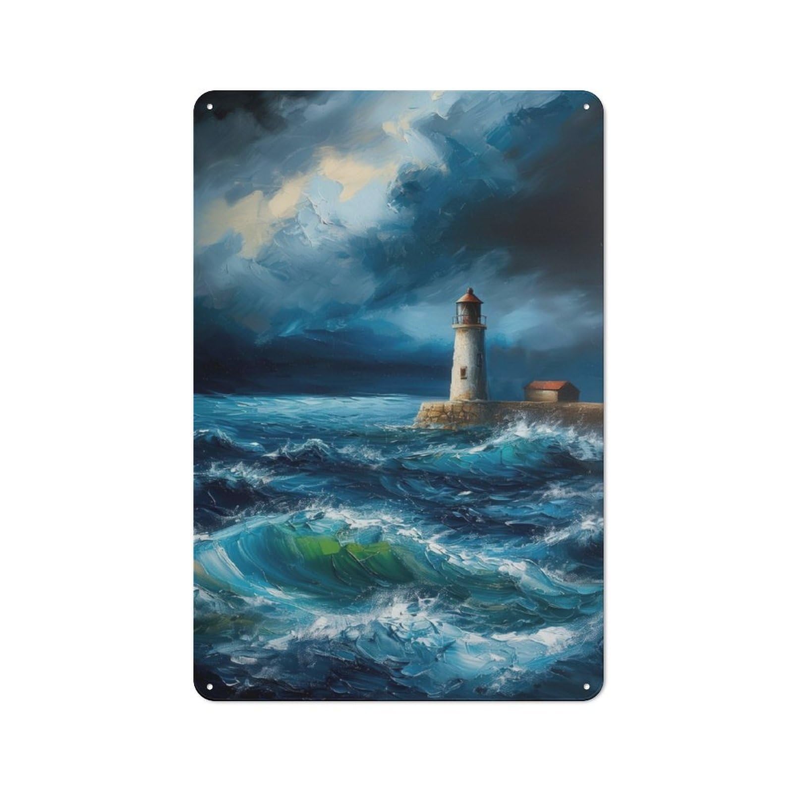 Junmoney Lighthouse Painting Retro Tin Sign 30X20cm Featuring For Bar Or Restaurant, For Metal Sign Collectors, For Garage And Workshop Walls