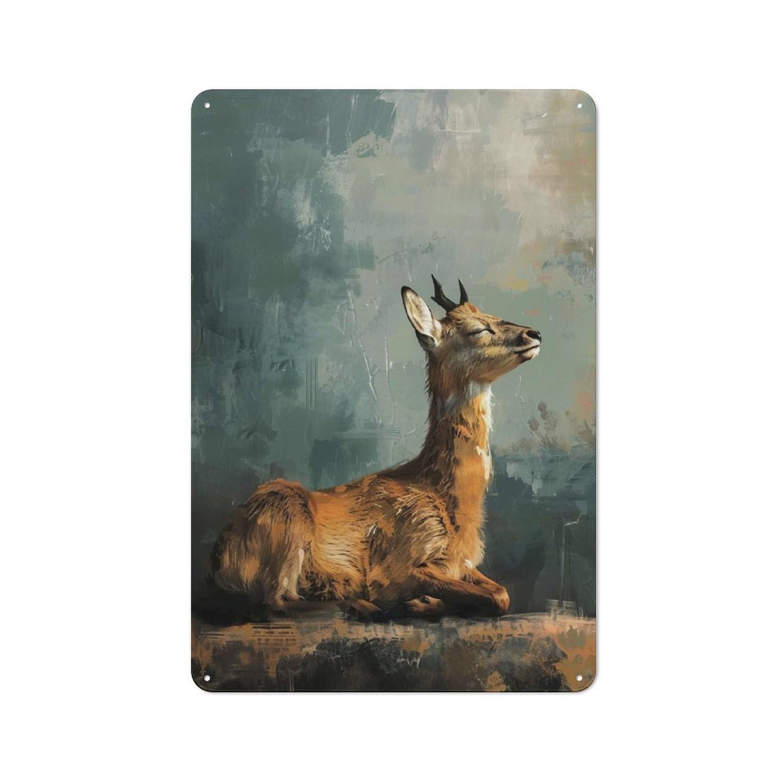 Tin Wall Plaque 30x20cm with Deer Portrait for Pub Or Café, for Hospitality Wall Decor Collectors