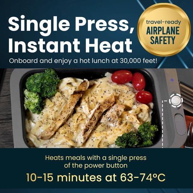 Miniatura 3 de Hot Bento PLUS Fiambrera autocalentada y calentador de alimentos extraíble alimentado por batería, portátil, inalámbrico, comidas calientes para