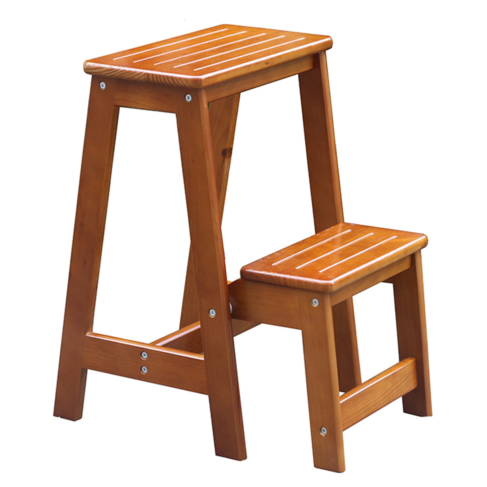 FALIYORS Step Stool Folding Ladder Stool,Solid Wood Flower Shelf Stand-Household Wooden Ladder Multifunction Indoor Ascend Ladder Maximum Load Bed Step Stools for High Beds 150kg