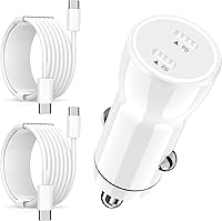 Vista 1 de 【MFi Certified】iPhone 15 Fast Car Charger, Adeqwat 72W Dual PD Car Power Cigarette Lighter USB-C Fast Car Charging with 2Pack Type-C Cable for