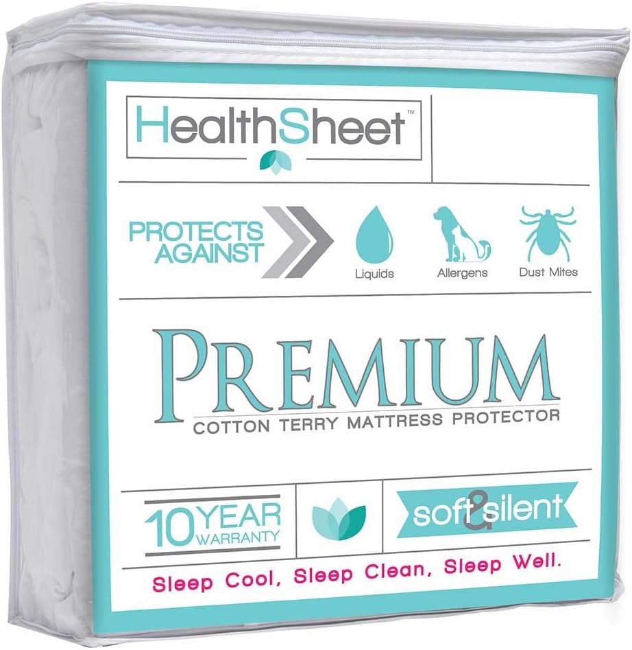 HealthSheet Premium Hypoallergenic Waterproof Mattress Protector, Full - 10 Year Warranty