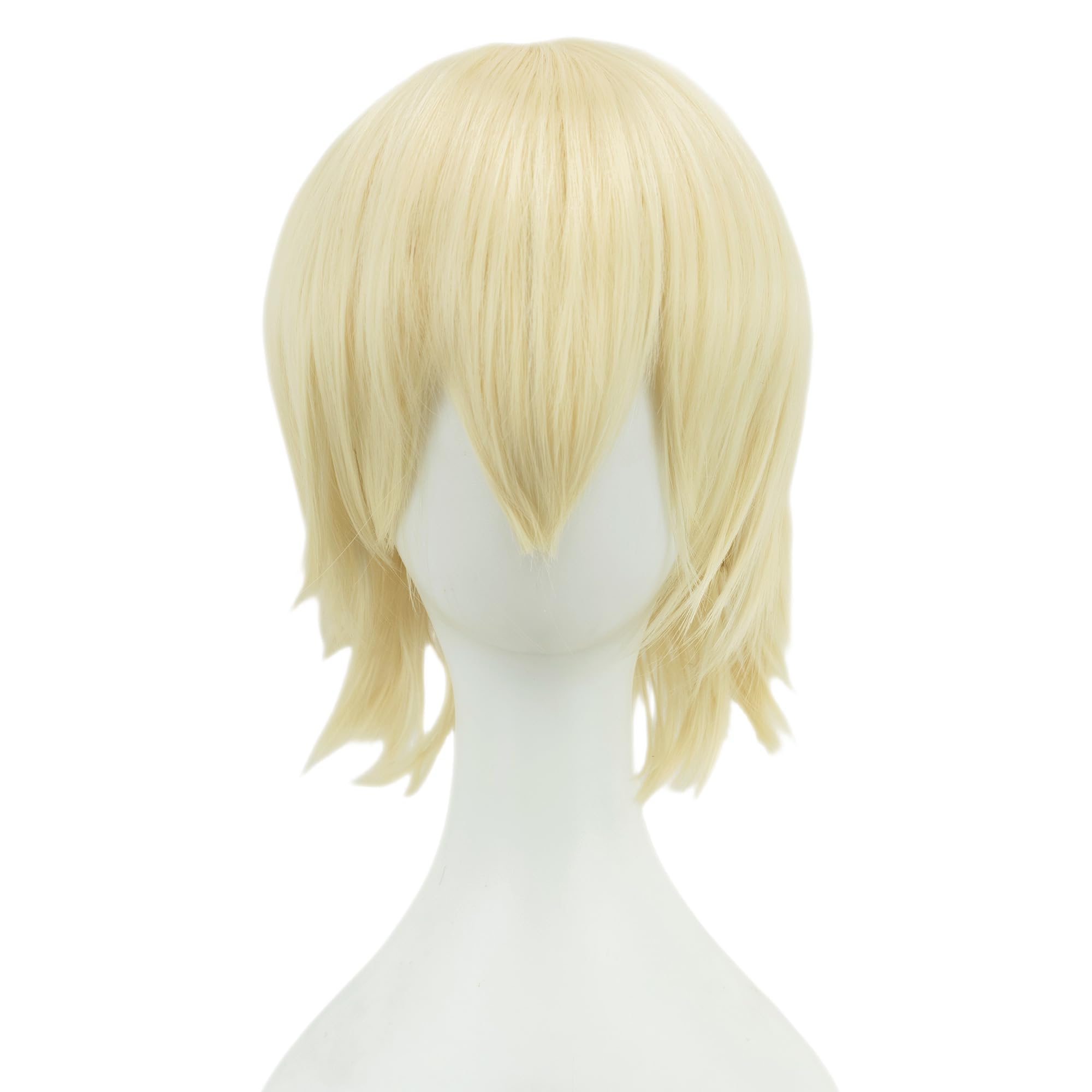 IMISSU Unisex Short Hair Party Wig with Bangs Halloween Costume Wigs (Blonde) - Image 2