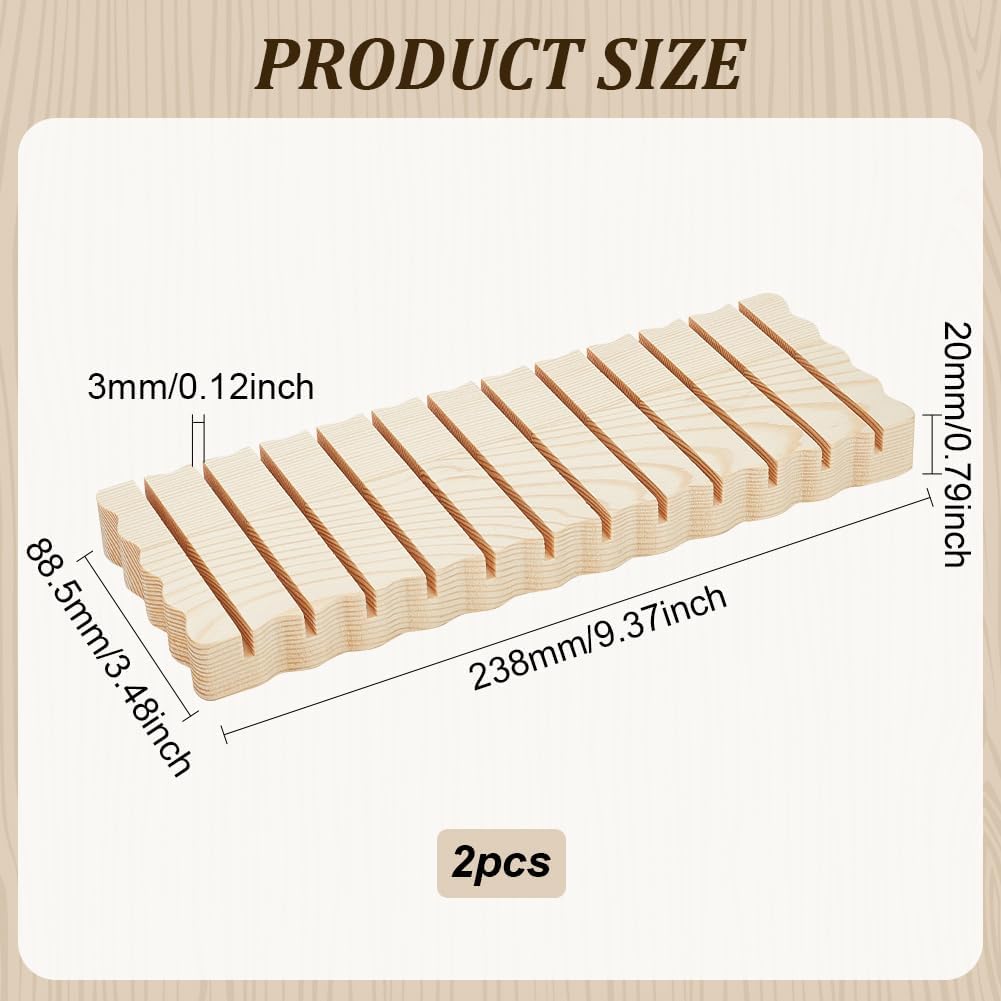 FINGERINSPIRE 木製名刺ディスプレイスタンド 2個パック 9.3x3.4インチ 12スロット レモンシフォンカラーグリー