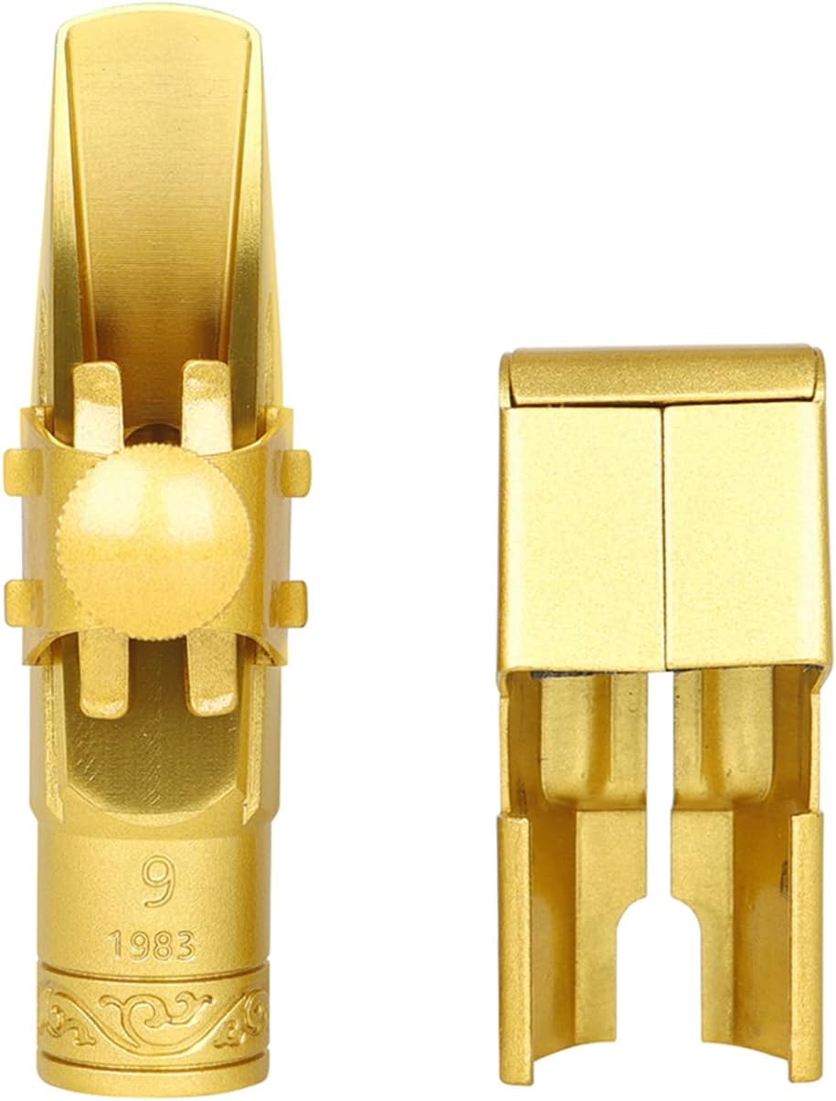 FeiYeup Soprano Saxophone Mouthpiece, Sax 5C/6C/7C/8C/9C Mouthpiece with Caps Pads Musical Instrument Accessory Metal Mouthpiece