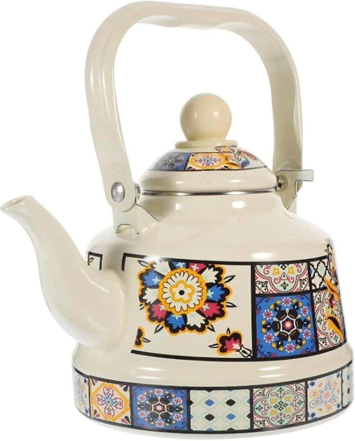 Tea Kettle Stovetop, Enamel Tea Kettle, Kitchen Cute Teakettle, Red Household Teapot, Vintage Enameled Teapot for Tea, Coffee, Milk(1.1L)
