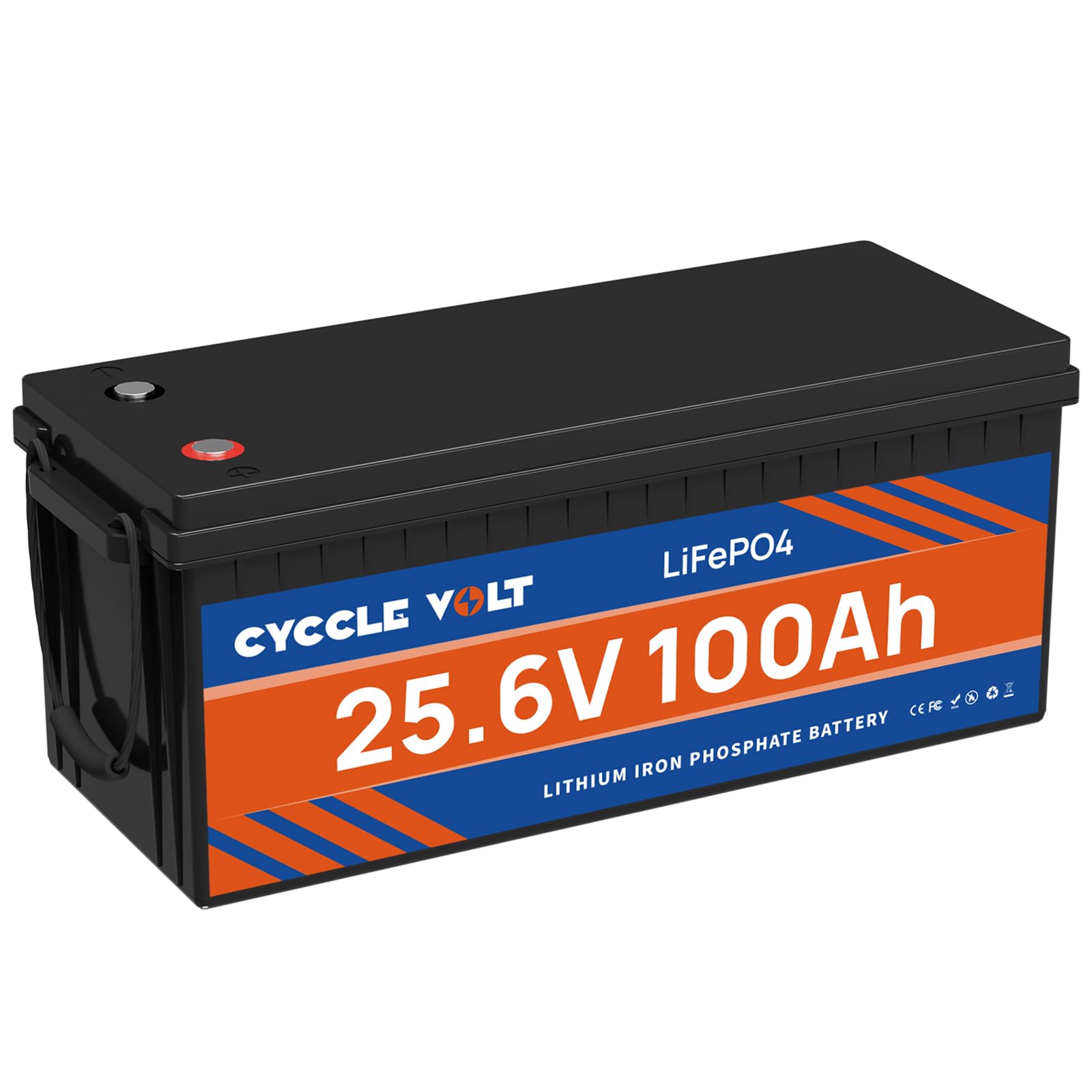 24V 100Ah LiFePO4 Lithium Battey, Built-in Low Temp 100A BMS, Max 2560W Power, 8000+ Deep Cycle 24 Volt Lithium Battery, Perfect for RV, 70-86LBS Trolling Motor, Automotive and Off Grid