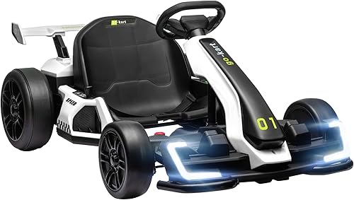 Aosom Go Kart eléctrico de 24 V 7.5 MPH con asiento ajustable, juguete a la deriva alimentado por batería al aire libre con arranque lento, botón de