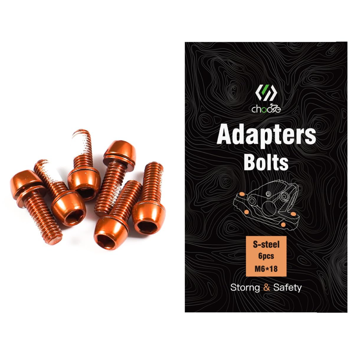 CNCLOL MTB Brake Caliper bolts,Bike Brake Caliper bolts M6x18mm Steel alloy,Orange, M6*18mm