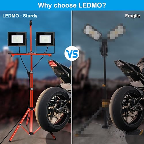 Miniatura 2 de LEDMO Luz de trabajo regulable con soporte de trípode, interruptor independiente, 10000 lm, impermeable, IP65, luz de inundación portátil con