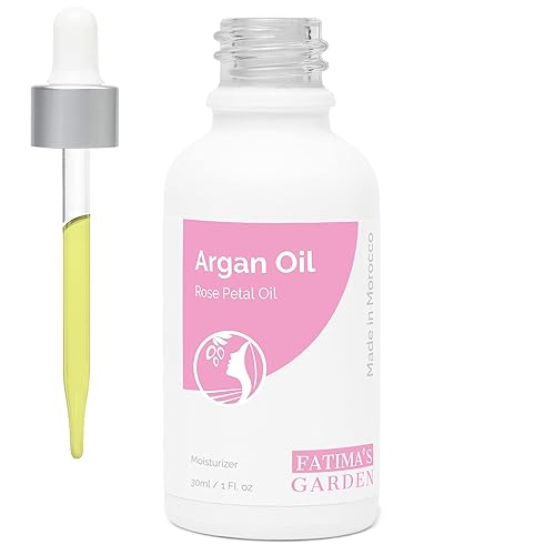 Fatima's Garden Aceite de argán de pétalo de rosa - Hidratante antienvejecimiento orgánico, 1.0 fl oz