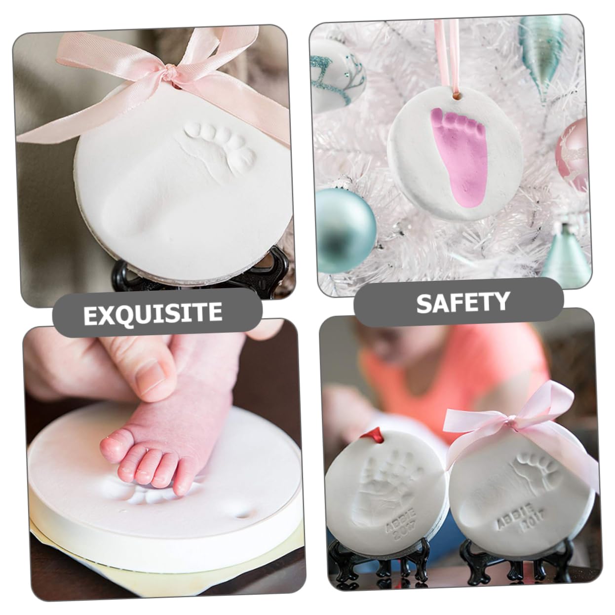 Kit Impronte Mani e Piedini in Argilla per Bambino Bambina 4 Pezzi Regalo per Nascita o Cerimonia Registrazione della Crescita del Bambino Bambina