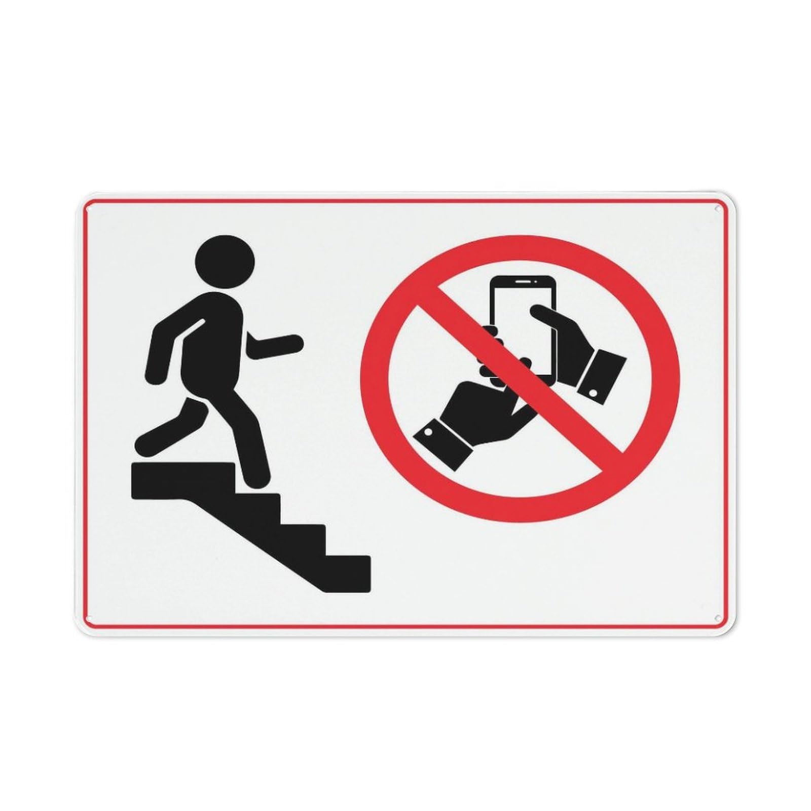 Xewazd A2047 No Phone In Stairs 8"X12" Aluminum Tin Sign - Safety Warning Alert For Indoor & Outdoor Use