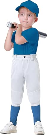 Kids' Baseball Pants With Open Bottom & UPF 50 - Adjustable Waist For Tee Ball & Softball