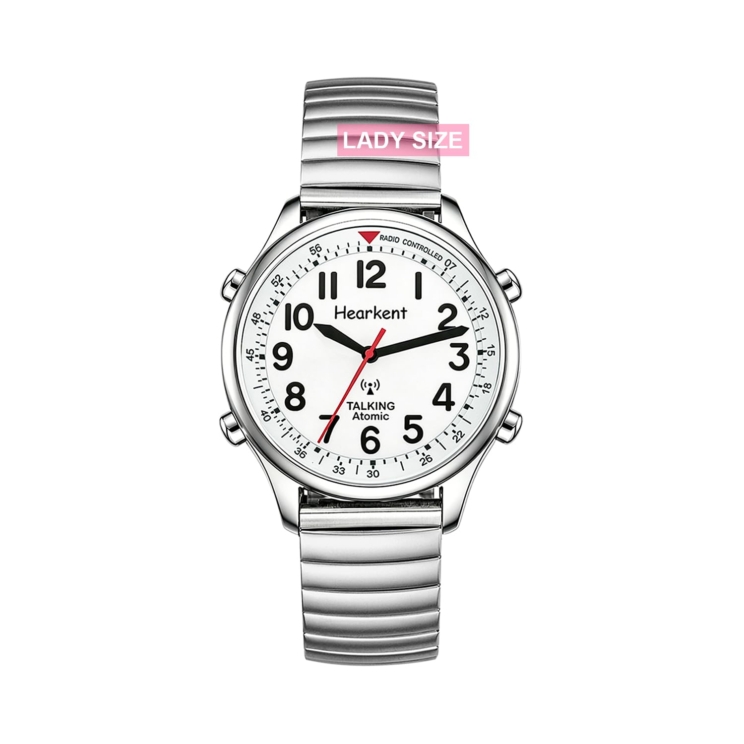 Hearkent Atomic British English Talking Watch for Blind or Visually impaired or Low Vision People Man and Woman Size (Expansion Siler, Woman)