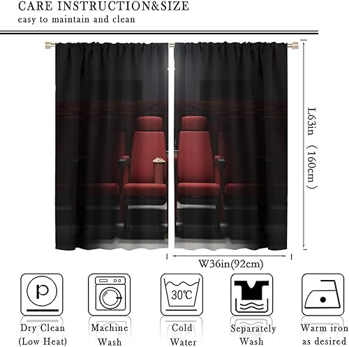 Miniatura 128 de Cortinas opacas para cine en casa, diseño retro moderno, tiras de película de palomitas de maíz para cámara de película, bolsillo para barra,