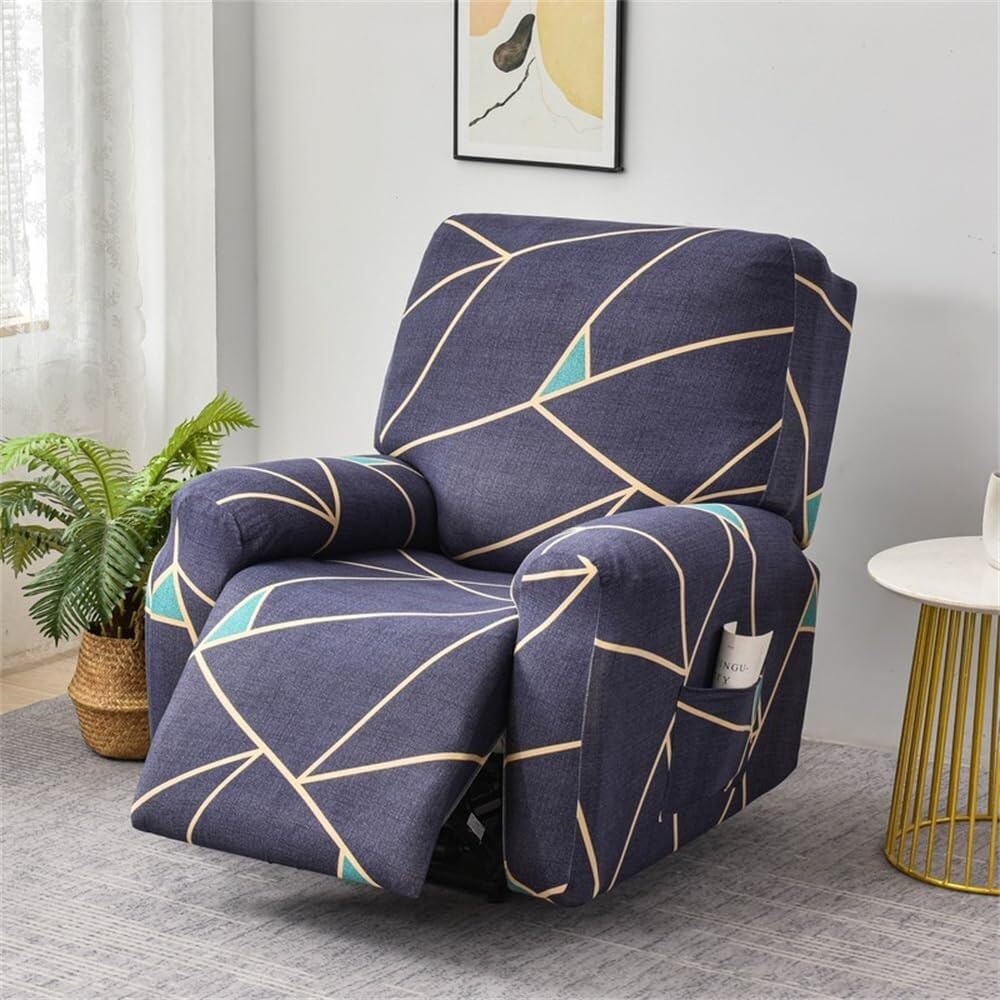 WWQQKJ Recliner Electric Chair Covers with Pockets 4 Pieces Floral Stretch Recliner Sofa Slipcovers Non Slip Reclining Sofa Cover
