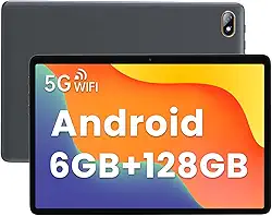 Kinstone Tablet Android 12 – 10 polegadas, 6 GB de RAM + 128 GB de ROM, 1 TB expandido, Wi-Fi 5G, câmera de 5 MP, bateria de 6000 mAh, tablet para jogos, tela IPS de 1280 x 800