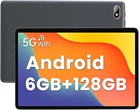 Kinstone Tablet Android 12 – 10 polegadas, 6 GB de RAM + 128 GB de ROM, 1 TB expandido, Wi-Fi 5G, câmera de 5 MP, bateria de 6000 mAh, tablet para jogos, tela IPS de 1280 x 800