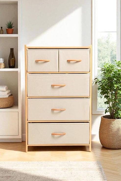 Digithome Bambu 5 Çekmeceli Dolap Organizer Çok Amaçlı Düzenleyici Şifonyer DB-0013