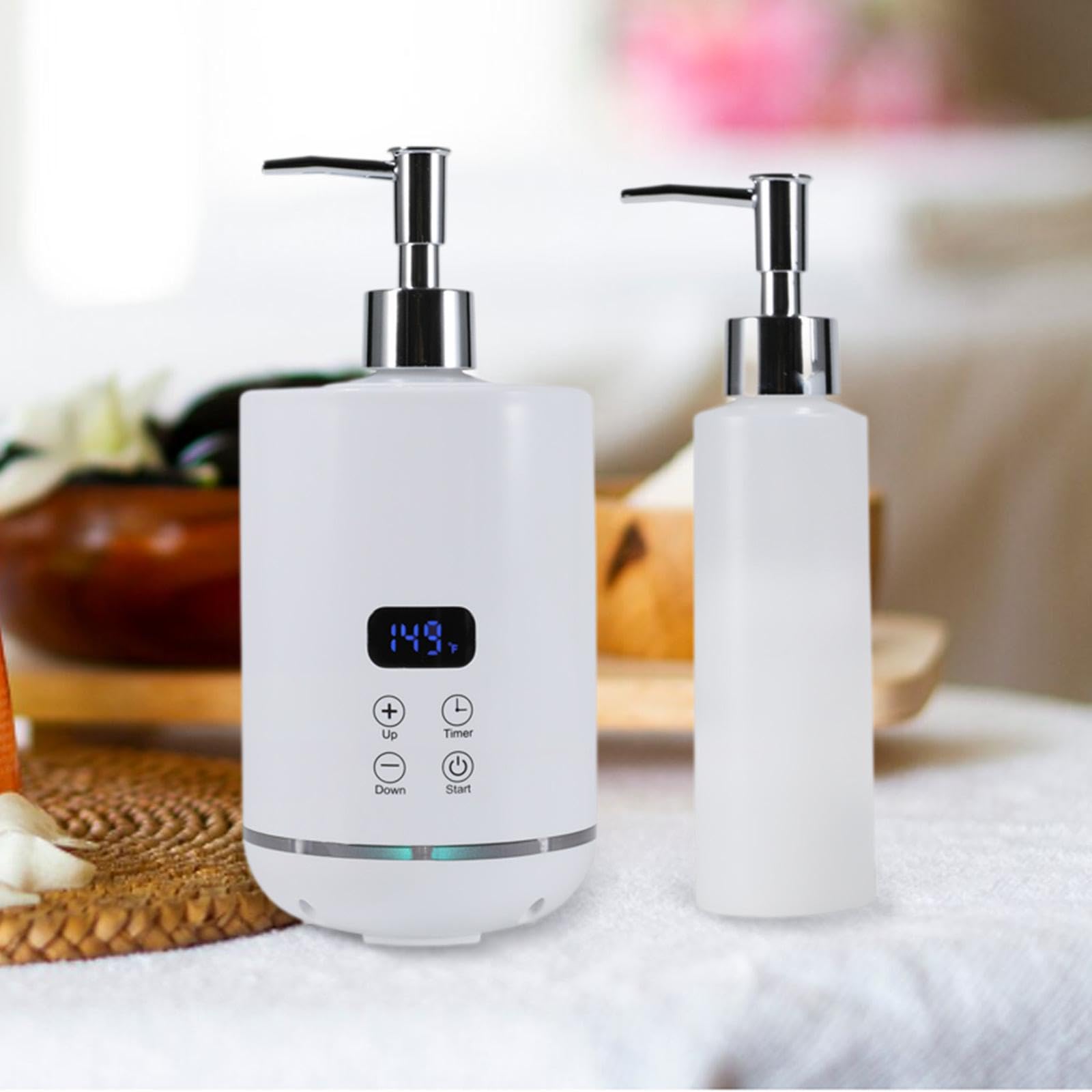 Sharplace Scalda Olio per Massaggi Con Erogatore per Bottiglia Di Olio, Scaldabiberon per Riscaldare Oli O Lozioni per Massaggi, Mantenendo Calore Costante, Temperatura Regolabili Da 30-65 °c, Bianco