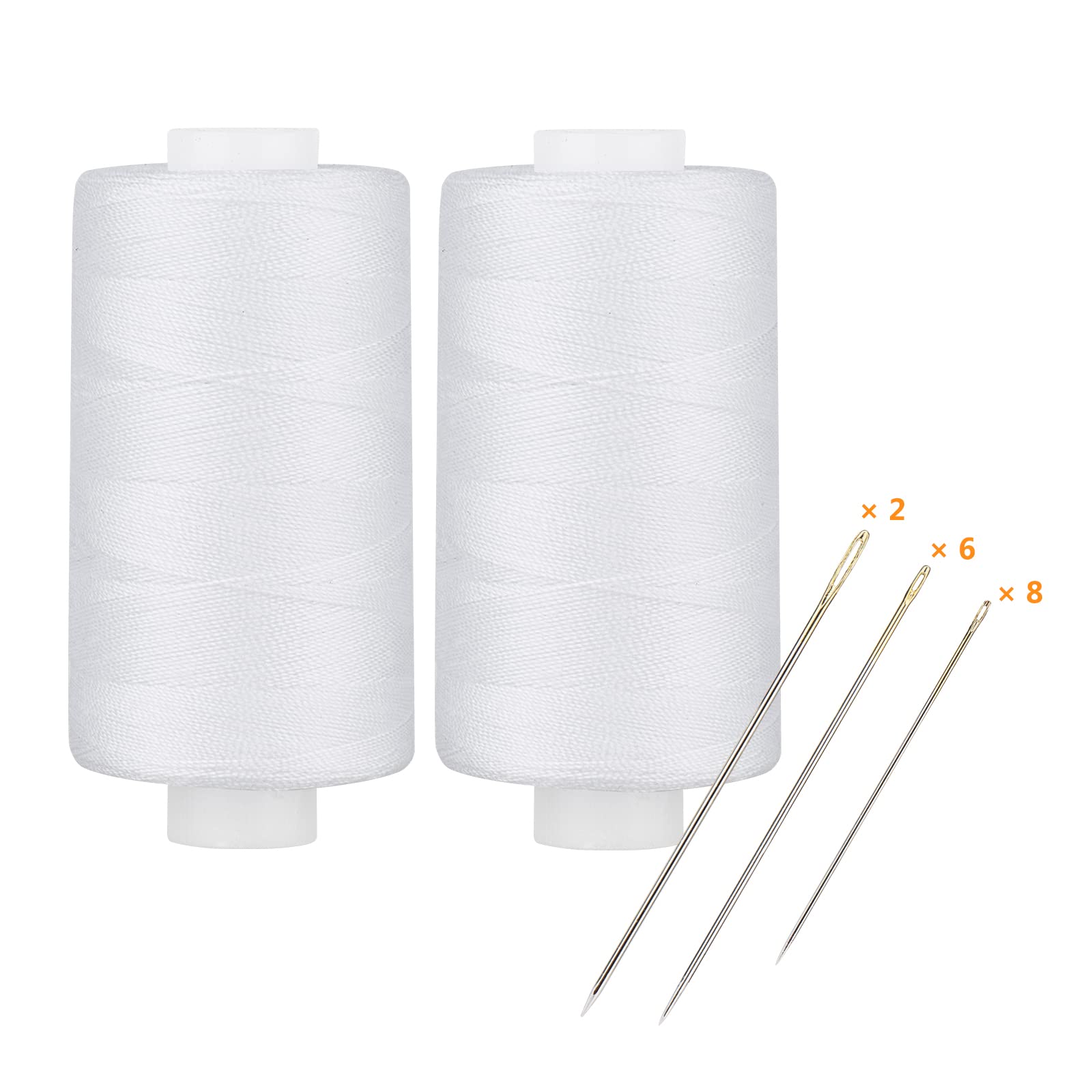 Simthread All Purpose Thread Polyester 400 Yards (2 White)