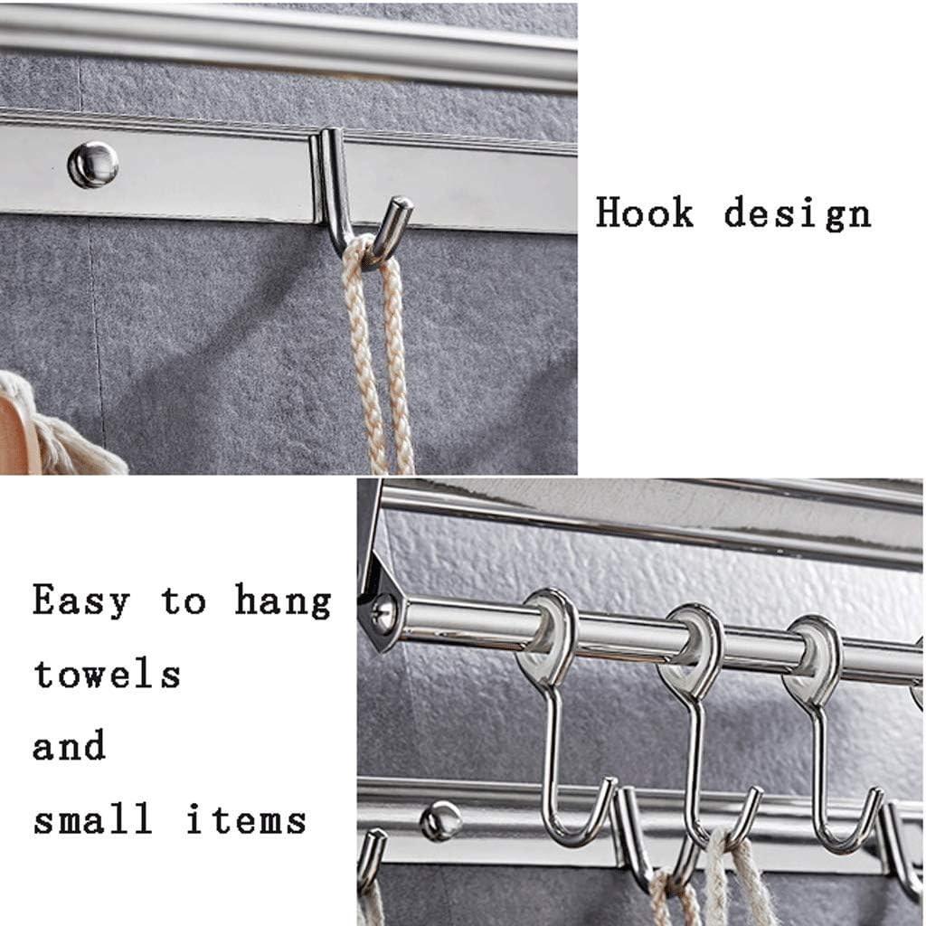This Clothesline Wall Mount Washing Clothes Rack, Clothes Airer Drying Rack Folding, Towel Rack Bar Rail, Retractable Laundry Dryer, with Hooks, for Bathroom Indoor Space Saving,A,80cm