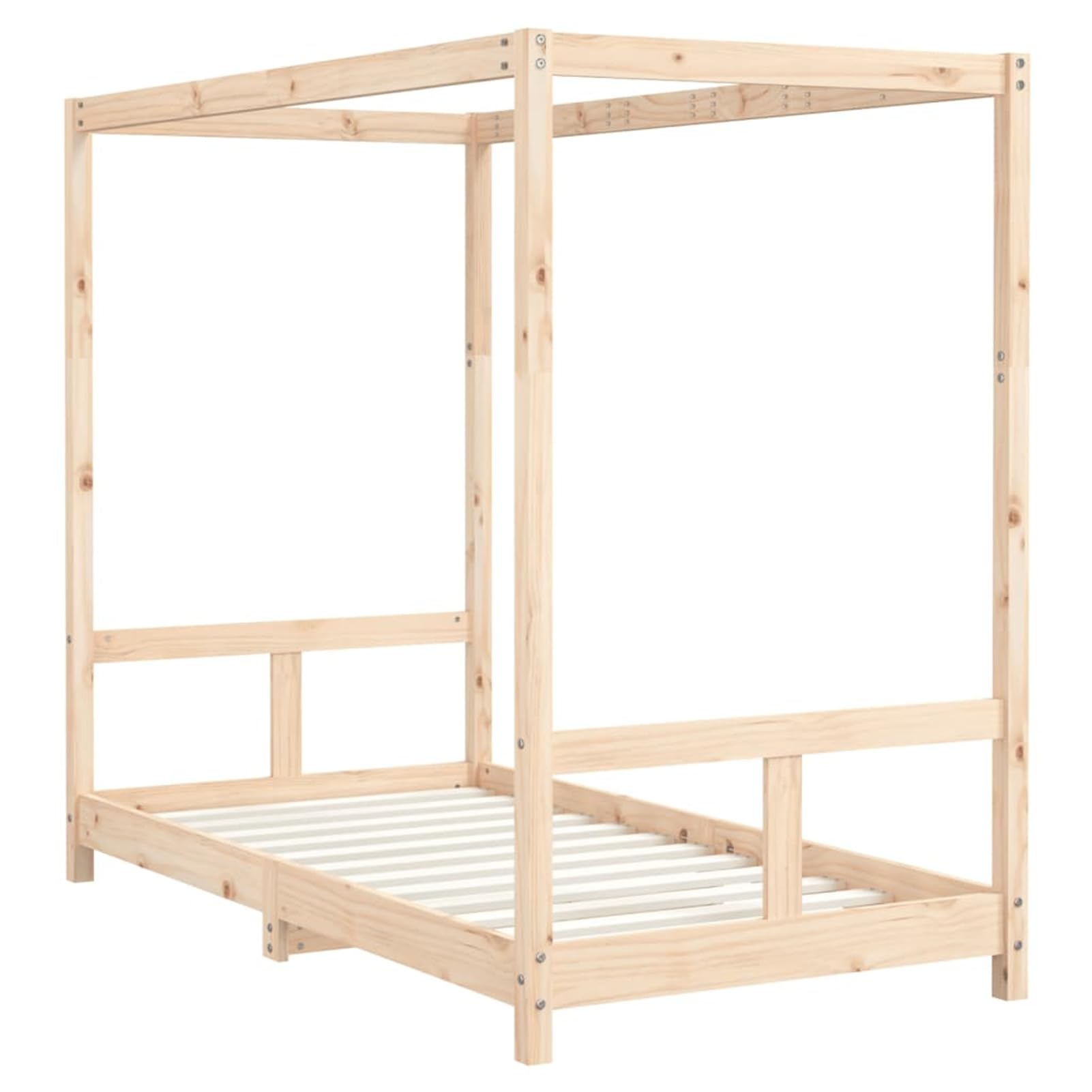 Gecheer Cama Infantil de Madera Maciza de Pino con Dosel, Adecuada para niños Mayores de 4 años, Dimensiones totales 165,5 x 85,5 x 140 cm, colchón 80 x 160 cm (no Incluido)