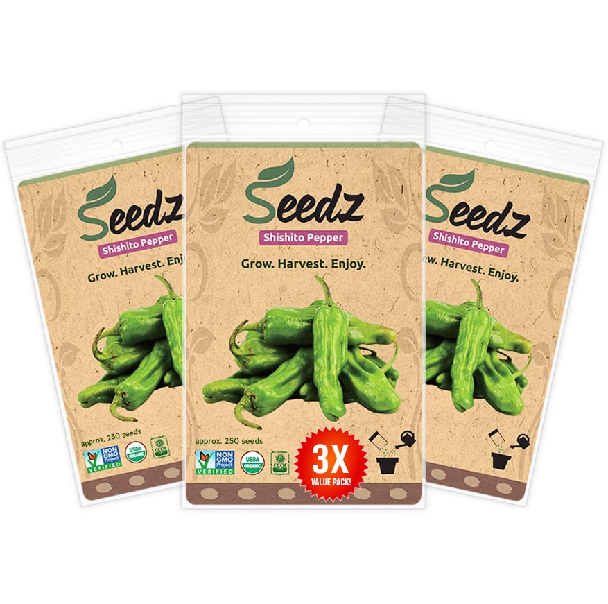 Organic Shishito Pepper Seeds, APPR. 175 Count, 94% Germination Rate