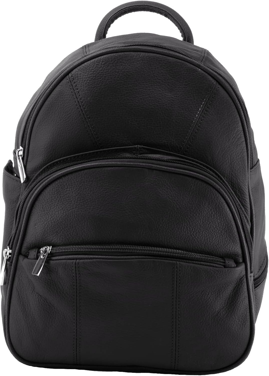 Leather Backpack Purse Mid Size & Convertible into single strap sling Bag or Backpack wearing Multiple Organizer Pockets Black