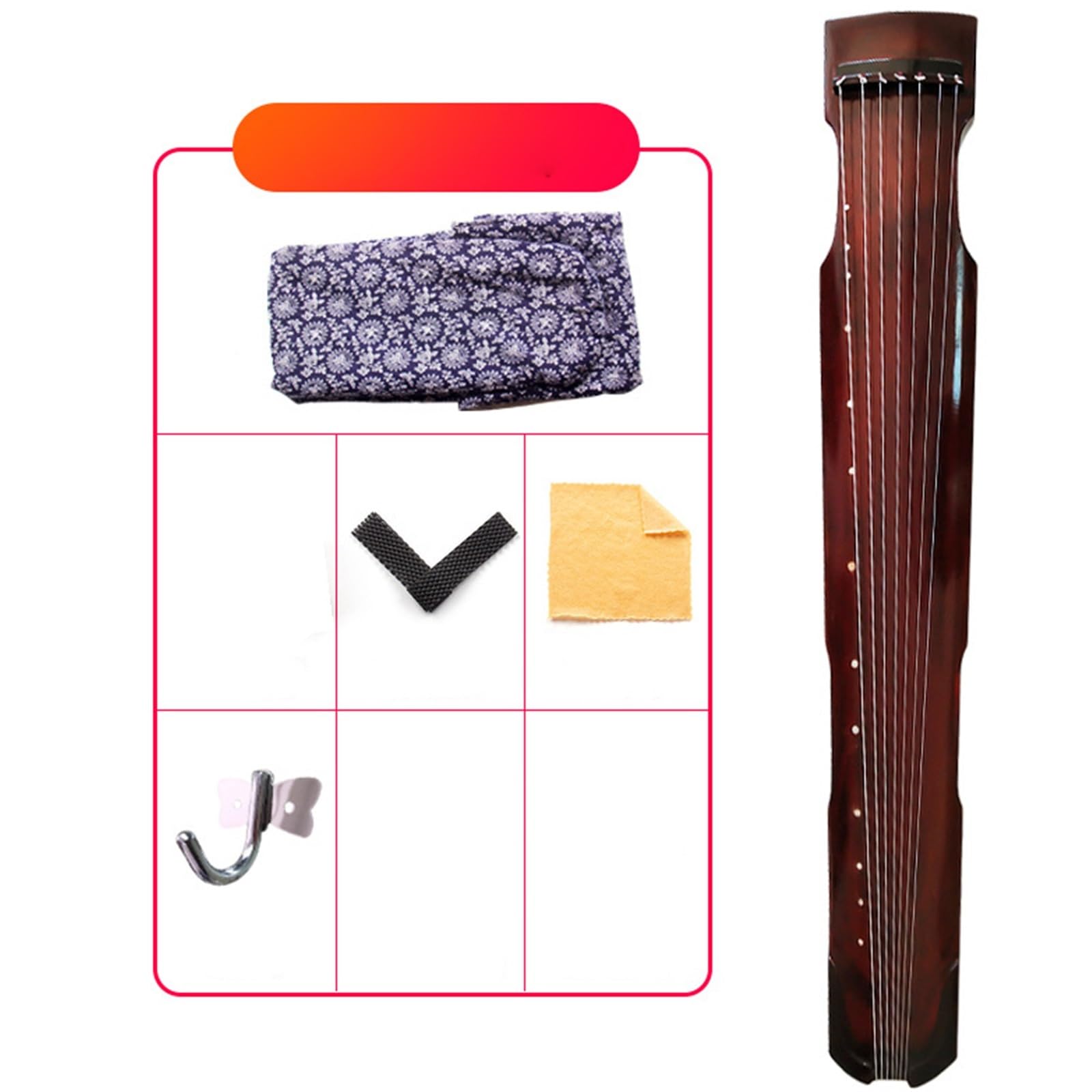 Guqin Musikinstrument Altes Tragbares Guqin Instrument Aus Paulownia Holz Für Anfänger Und Erwachsene(Type 8)