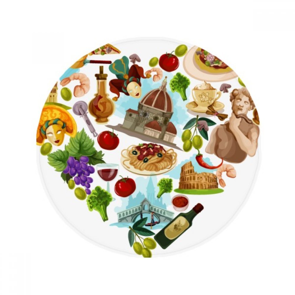 Tapis de bain Italie rond 50x50 cm antidérapant pour salon et cuisine