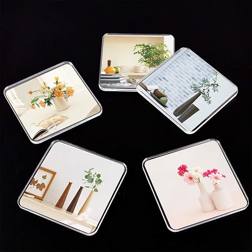 Miniatura 5 de PH PandaHall 6 posavasos de acrílico transparente personalizados, hoja cuadrada de acrílico transparente de 3.9 x 3.9 pulgadas, para uso doméstico y