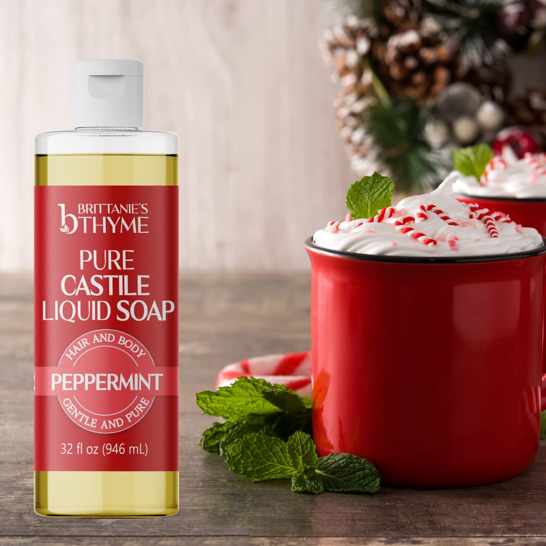 Brittanie’s Pure Castile Liquid Soap Refill, Peppermint, 32 Ounce | Dish Soap, Hair & Body, Home, Gentle and Pure, Made with Natural Luxurious Oils, Vegan & Gluten Free Non-GMO - Image 5