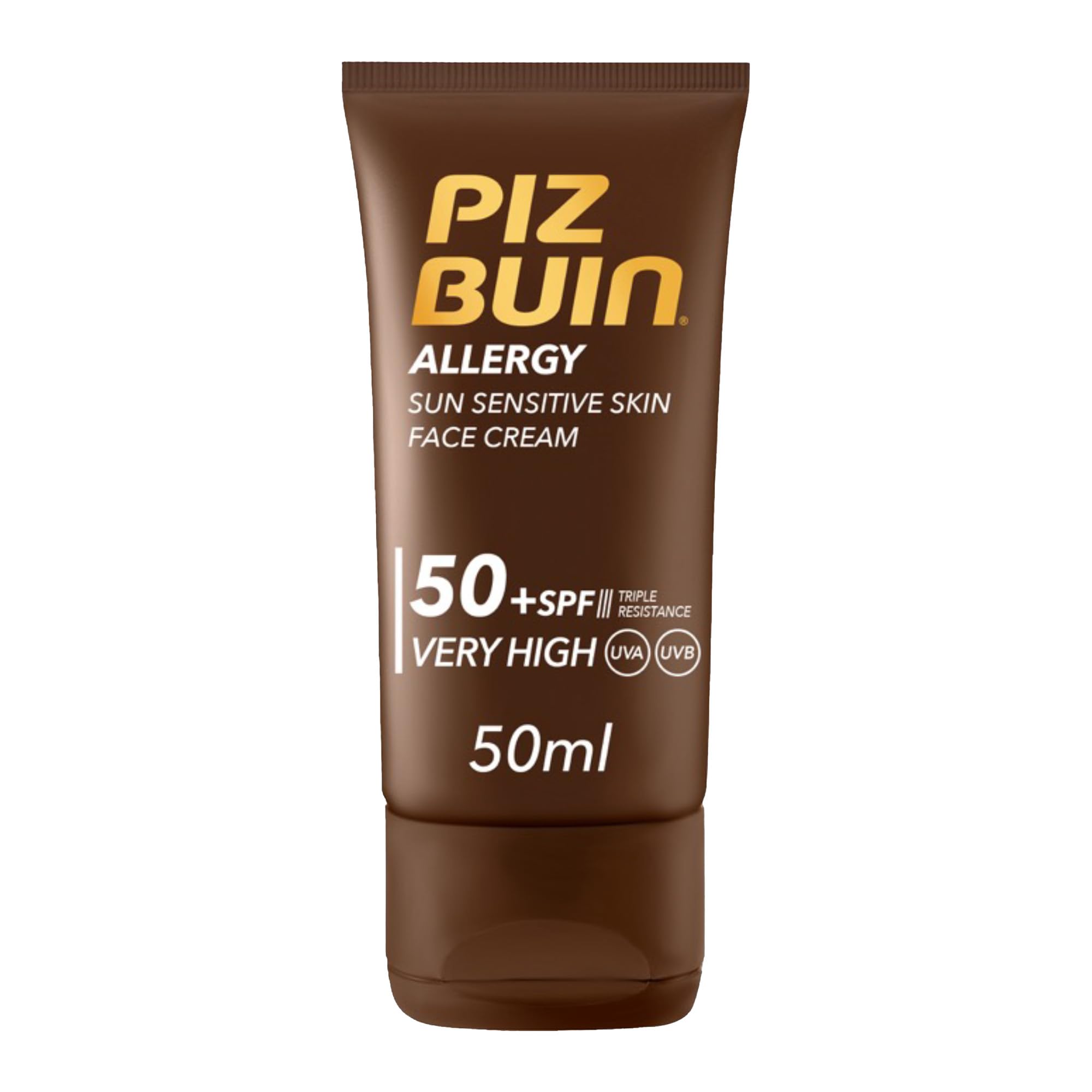 PIZ BUIN Crema Facial SPF 50 de Protección Alta (50 ml), protector solar facial hidratante con filtros UVA/UVB, crema solar con triple resistencia, para todo tipo de piel