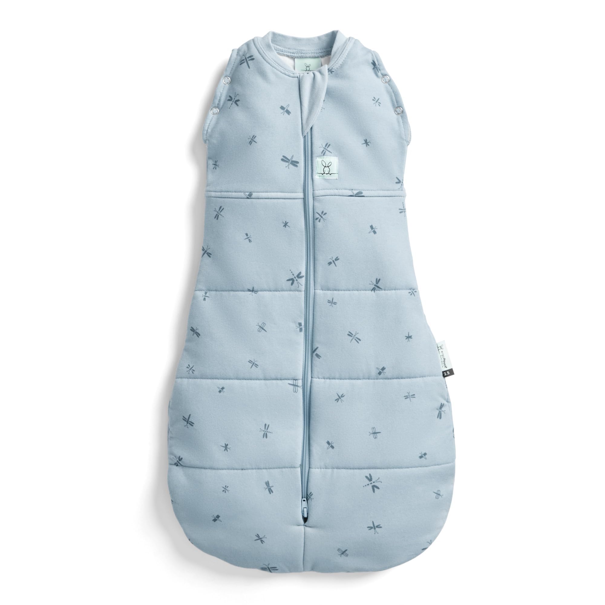 Ergopouch Blue Organic All Year Cocoon Swaddle Sleeping Bag - Dragonflies - 1.0 Tog - 00-03M