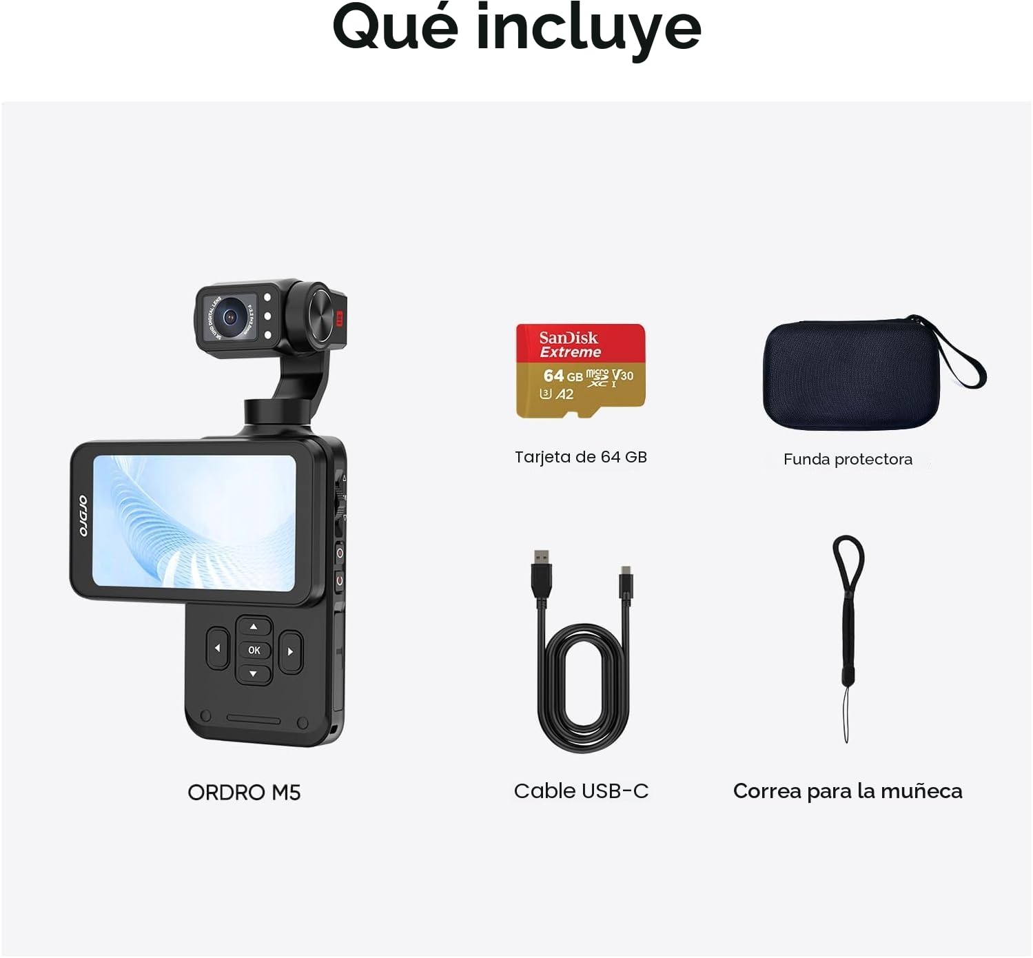ORDRO M5 Cámara Gimbal 5K vídeos, estabilización de 3 Ejes, Pantalla táctil giratoria de 3,5 Pulgadas, Seguimiento de Rostro/Objeto, cámara de vídeo de visión Nocturna IR para fotografía, Youtube