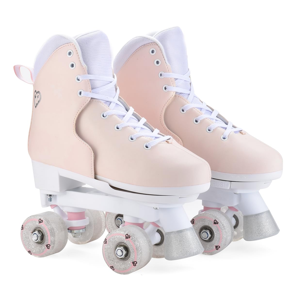 ERNAN Roller Skates for Girl Women Light Up High Top Double Row Adjustable PU Skates Shoes for Kid Beginner Indoor Outdoor (Pink, M(36-38))