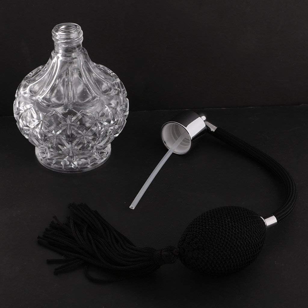 1pcs 80Ml Fashion Lady Vintage Perfume Bottle Long Spray Atomizer Refillable Glass (Black) image 2