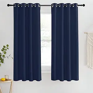 NICETOWN Blackout Navy Blue Curtains 63 inch Length - Window Treatment Energy Saving Thermal Insulated Room Darkening Solid Grommet Drapes for Living Room (1 Panel, 46 by 63-Inch)