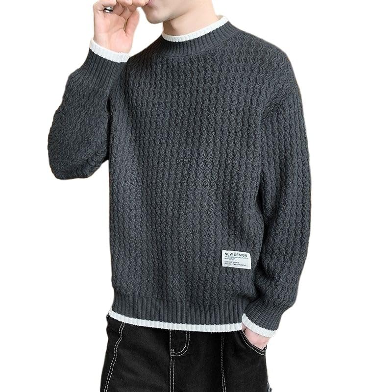Men's Round Neck Sweaters for Spring and Autumn, Loose Fit for Youth, Outerwear Knitted Sweaters4