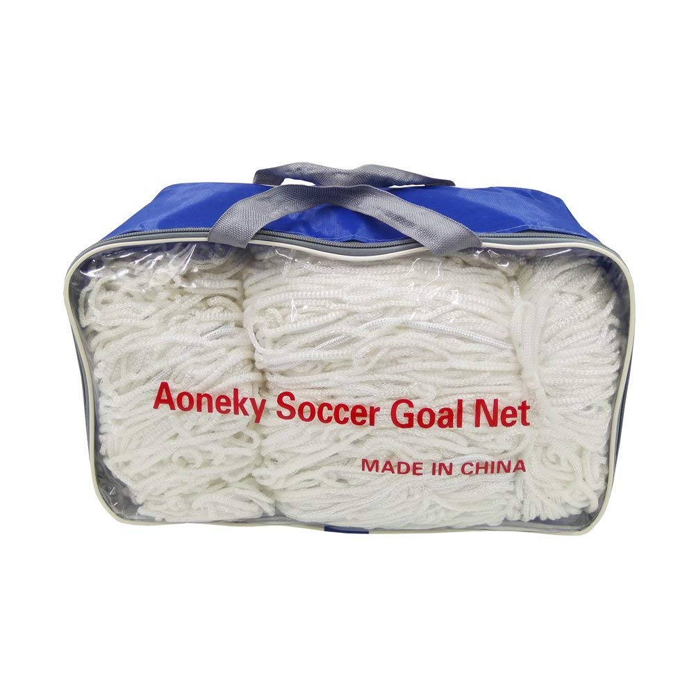 Aoneky Rete da Calcio 7,3x2,4M/ 5,5x2,1M/ 3x2M/ 3,6x1,8M/ 2,4x1,8M, Corda Intrecciata 4mm senza Nodo in Poliestere, Maglia Esagonale, per Allenamento 5/7/11 Persona, Solo Rete