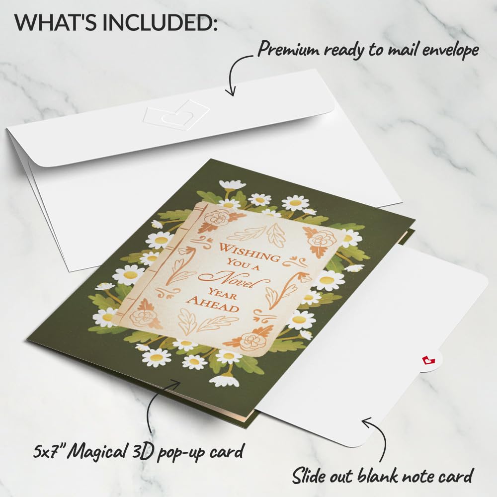 Lovepop Tarjeta desplegable de cumpleaños para ella y él, tarjetas de felicitación 3D para niños, niñas, hombres, mujeres, saludos a un nuevo capítulo, tarjeta de 5 x 7 pulgadas, tarjeta de notas en