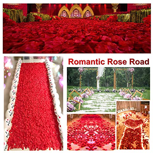 Image of 1000PCS Wine Red Fake Rose Petals for Romantic Night Romantic Festive Atmosphere Creation for Marriage Proposa Wedding Decoration Party Activities