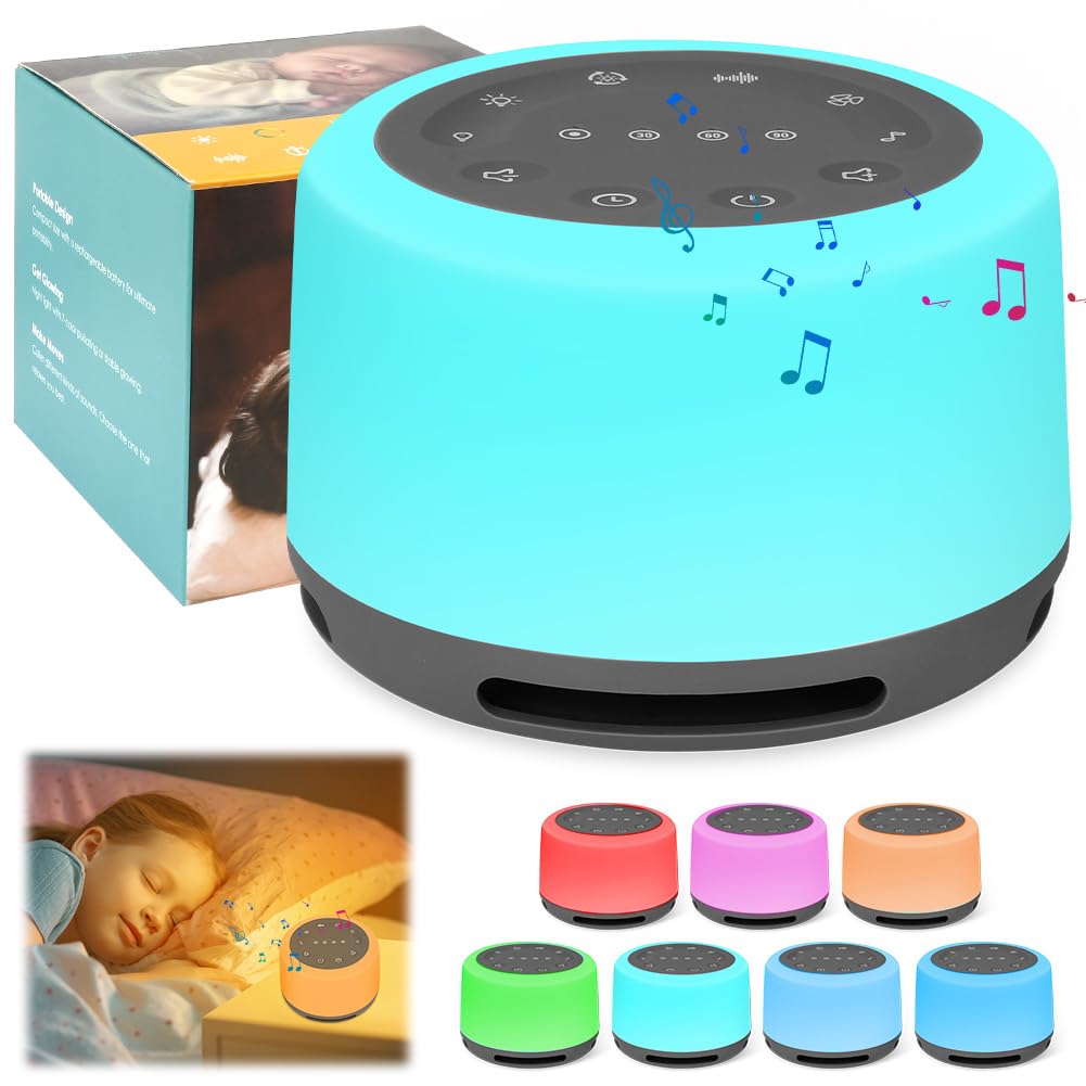 Machine à Bruit Blanc, Appareil De Sommeil Portable à Bruit Blanc, Veilleuse 7 Couleurs Et 24 Sons De Sommeil Apaisants, Machine De Sommeil Rechargeable Par Usb Avec 3 Fonctions De Minuterie