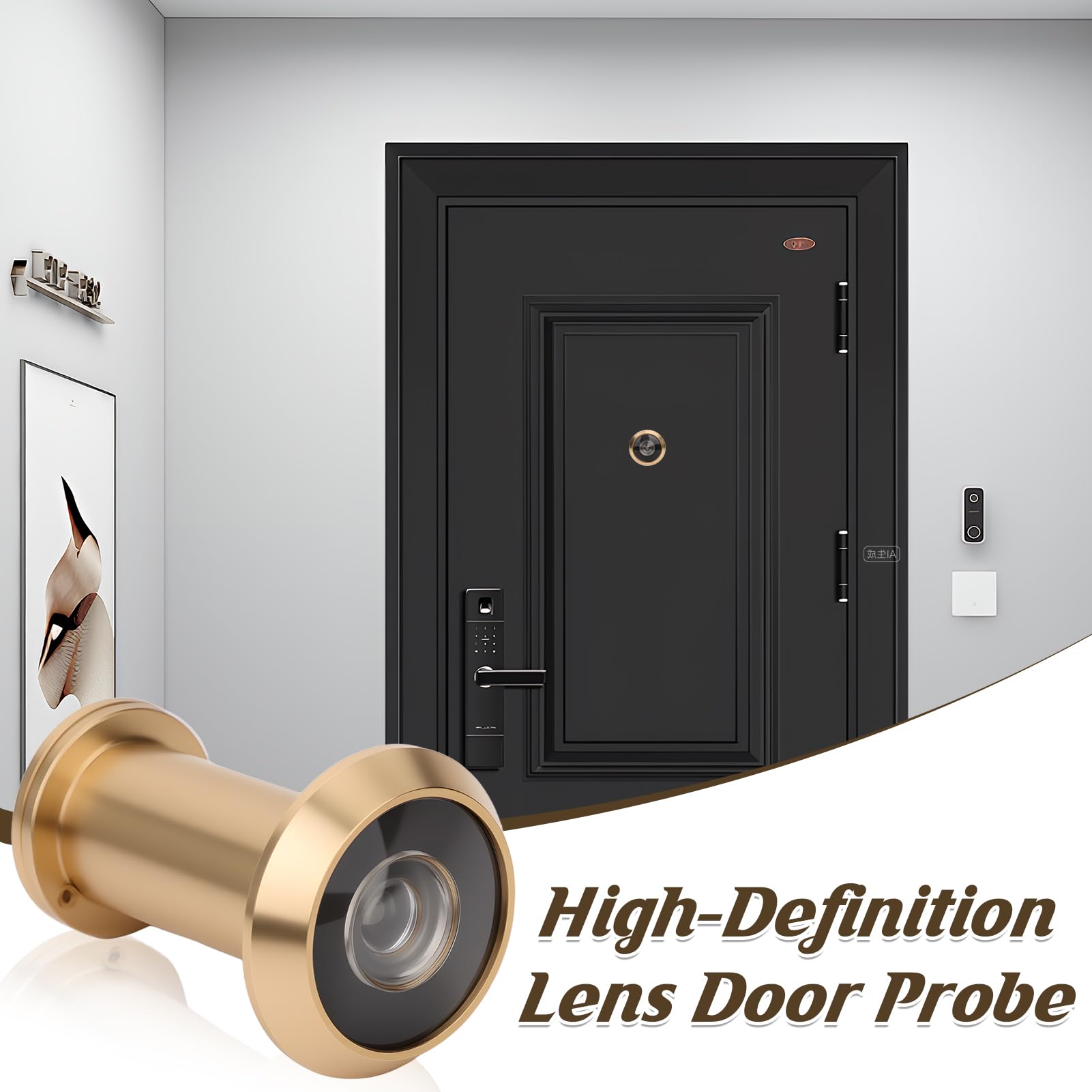 Door Peephole 200° Wide Angle Optical Lens Adjustable Length for 35 to 60mm Thick Doors Easy to Install with diameter 16mm Drilled Hole Secure and Durable View for Home Office Safety - Image 2