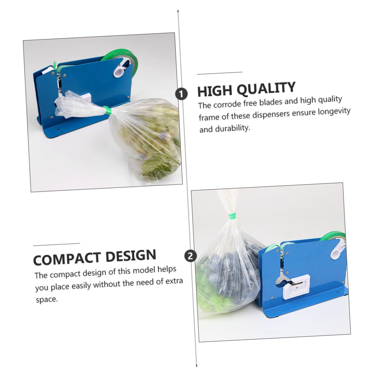 BESTonZON 9stücke Tape Cutter Dispenser Mit Langlebigem Eisenrahmen Tütenverschlussmaschine Für Plastikbeutel Integrierter Trimmer Geeignet Für Lebensmittel Fleisch Und Industrieverpackung