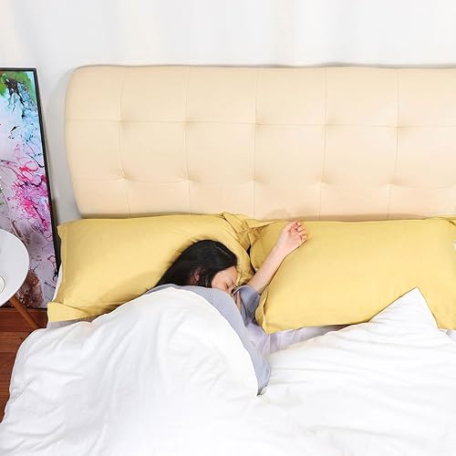 Miniatura 5 de uxcell Paquete de 2 fundas de almohada de microfibra cepillada suave con cierre de sobre, estándar (20 x 26 pulgadas), color amarillo suave