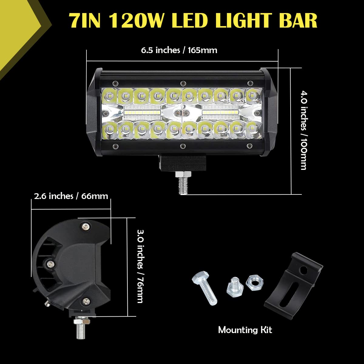 Snapklik.com : 7 Inch LED Light Bar,240W 24000lm LED Pod Lights Triple ...